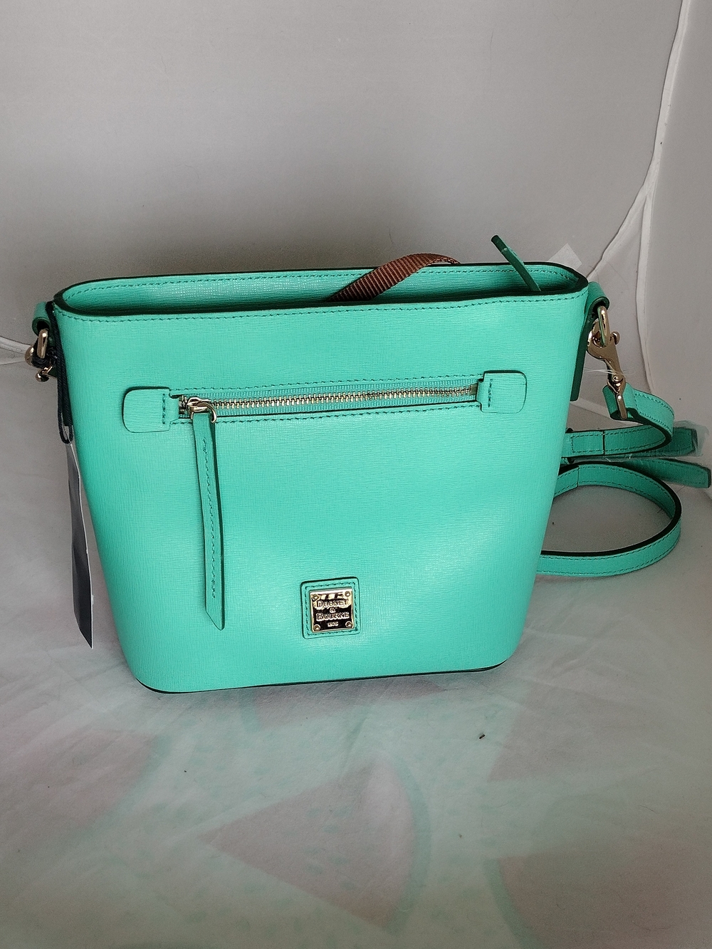 NWT Dooney & Bourke Mint Small Zip Saffiano Leather Crossbody